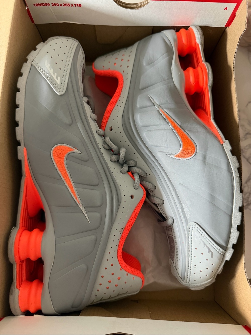 Nike Kids Gray and Orange Shox Sneakers